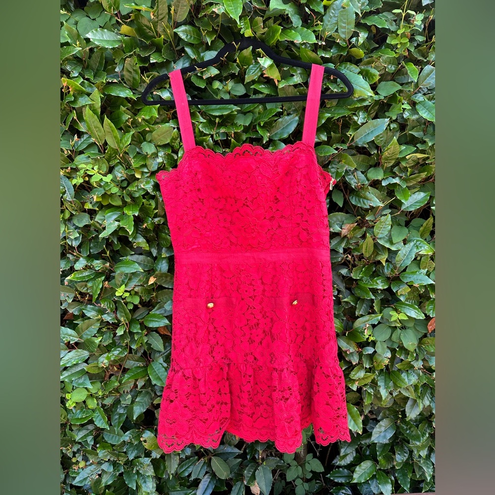 SAYLOR Verena Ruffled Tiered Sundress in Crimson